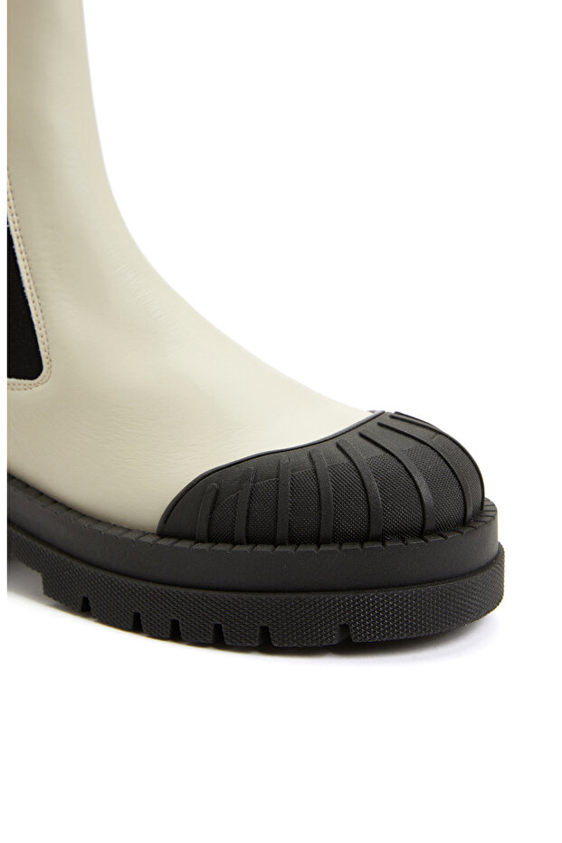 Kırıkbeyaz Kadın Deri Bot - 6