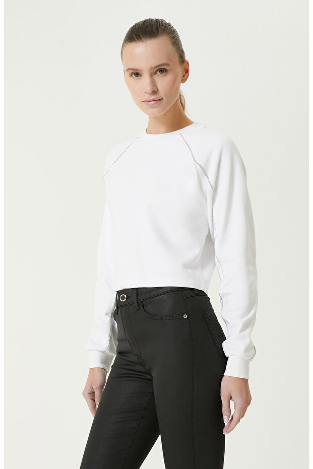 Kırık Beyaz Sweatshirt - 1