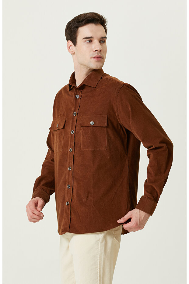 Karamel Cepli Kadife Gömlek - 3