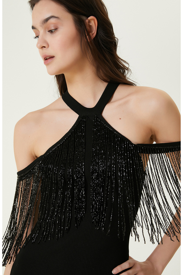 Siyah Midi Abiye Elbise - 2