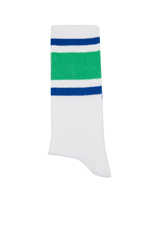 Yeşil Beyaz Erkek Çorap - 1