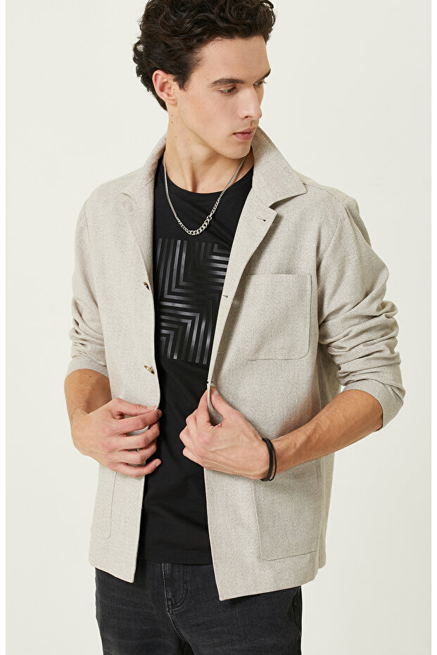 Bej Jakarlı Blazer Ceket - 6