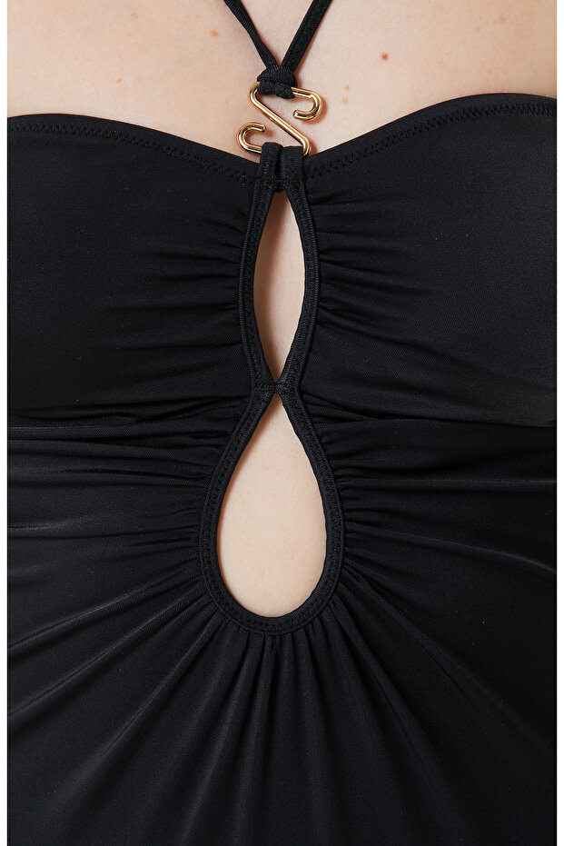 Damla Dekolteli Siyah Mayo - 6