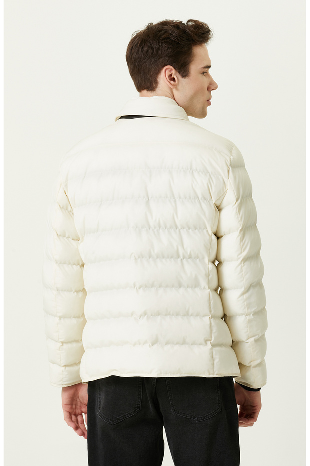 Yan Cep Fermuarlı Ekru Ceket - 3