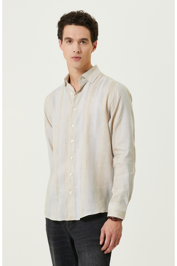 Bej Desenli Gömlek - 3