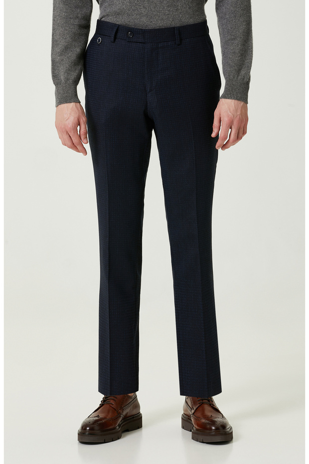 Desenli Lacivert Pantolon - 2