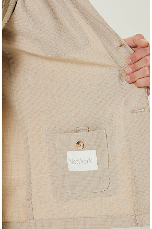 Bej Gömlek Yaka Gofreli Ceket - 8