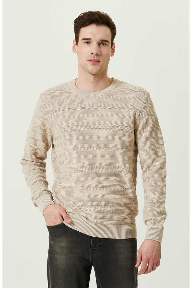 Bej Desenli Triko Kazak - 1