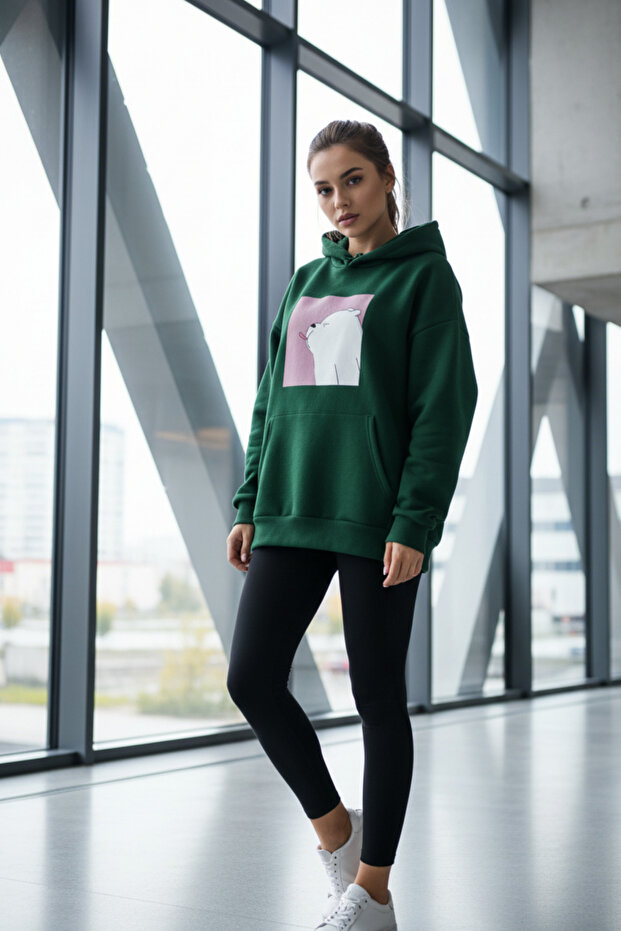 Vengeance White Bear Hooded Oversize Unisex Sweatshirt