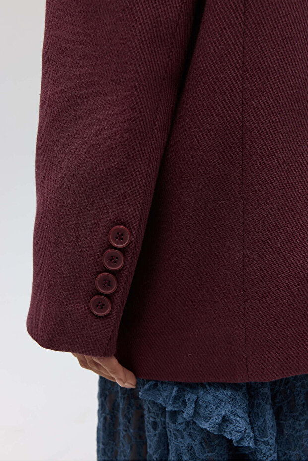 Symi Wide Cut Basic Claret Red Blazer - 8