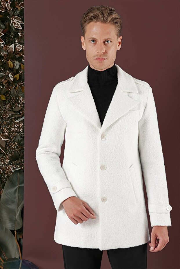 KA 078 Slim Fit Ekru Spor Kaban - 7