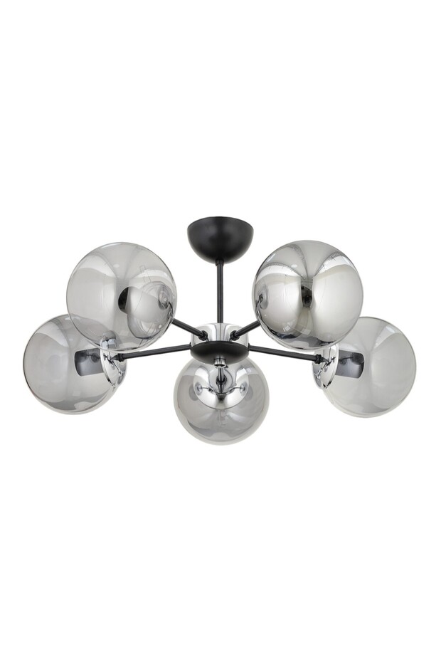 Güneş 5 Li Plafonyer Avize Füme Glob Camlı Salon Yatak Odası Mutfak - 6