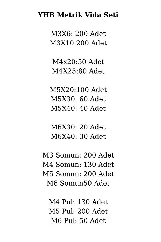 1741 parça 17 çeşit (M3,4,5,6) YHB Metrik Vida, Somun, Pul Seti, Mobilya Kulp Vidası - 5