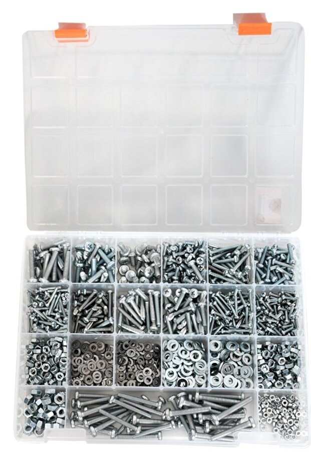 1741 parça 17 çeşit (M3,M4,M5,M6) YSB Metrik Vida, Somun, Pul Seti, Mobilya Kulp Vidası - 1