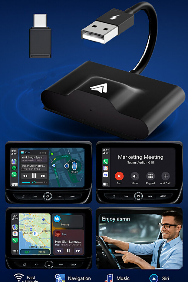 Modulator auto wireless Android, adaptor USB inteligent Carplay, reconectare automată, compatibil USB