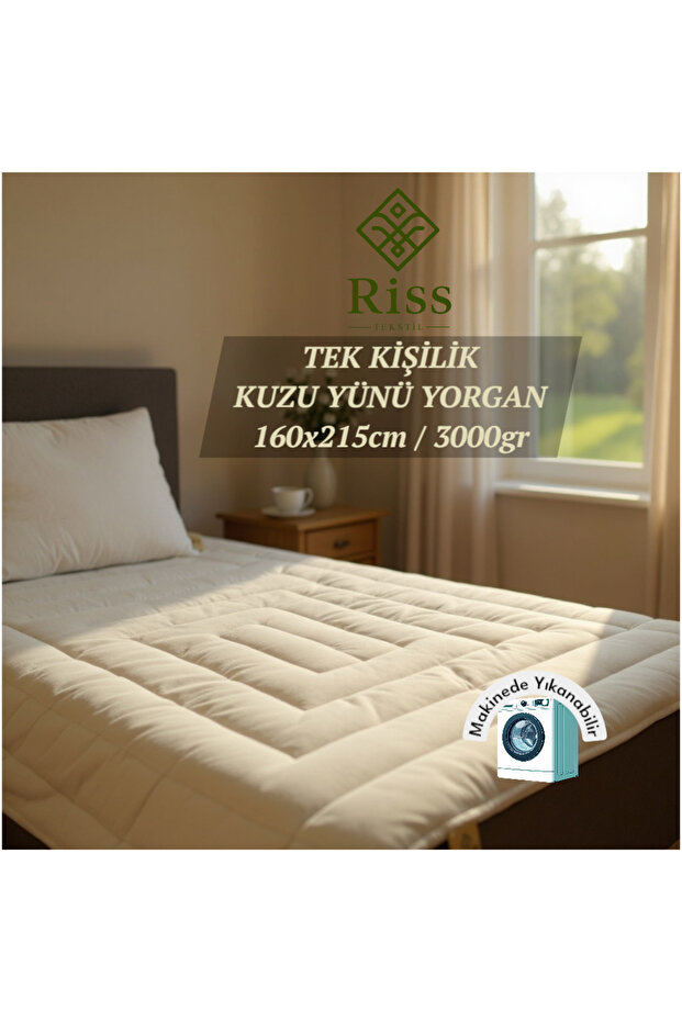 Riss Tek Kişilik Kuzu Yünü Yorgan (160x215cm/ 3 kg) - 1