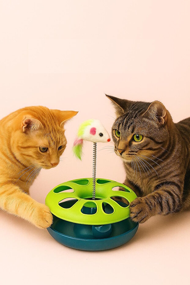 لعبة حلقة القط مع الفأر المرن والموسيقى - حلقة لعب تفاعلية - 1