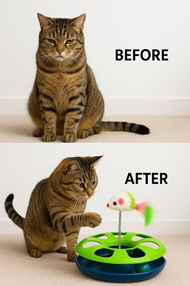 لعبة حلقة القط مع الفأر المرن والموسيقى - حلقة لعب تفاعلية - 2