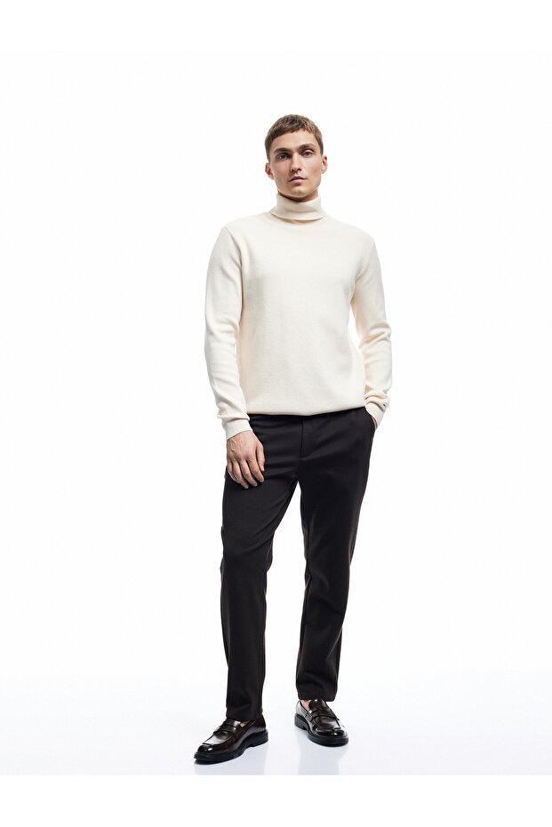 Long Sleeve Basic Turtleneck Knit Sweater - 2