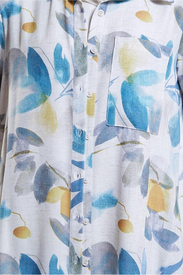 تونيك منقوش من الكتان - موديل 44770 - 4