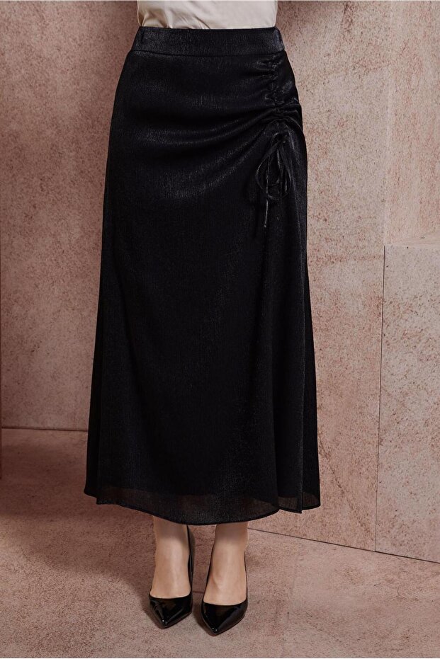 Satin Textured Ruffled Skirt 60565
