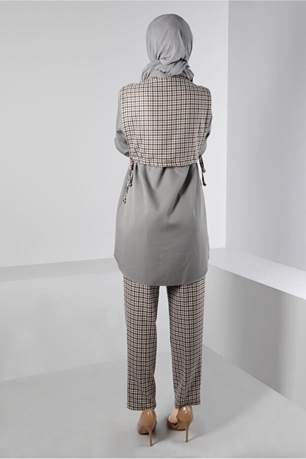 بنطلون مزدوج بتصميم جزمة مع تفاصيل ربط. مجموعة 43266 - 3