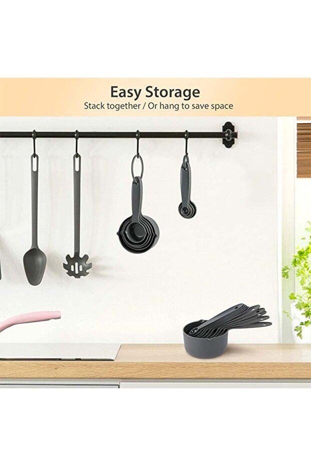 10-Pc Stackable Measuring Cup Set, BPA-free, Black - 6