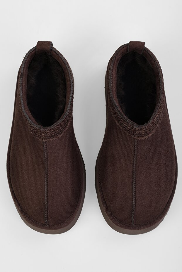 Dámské Uggps hnědé chlupaté krátké semišové ploché pantofle - 4