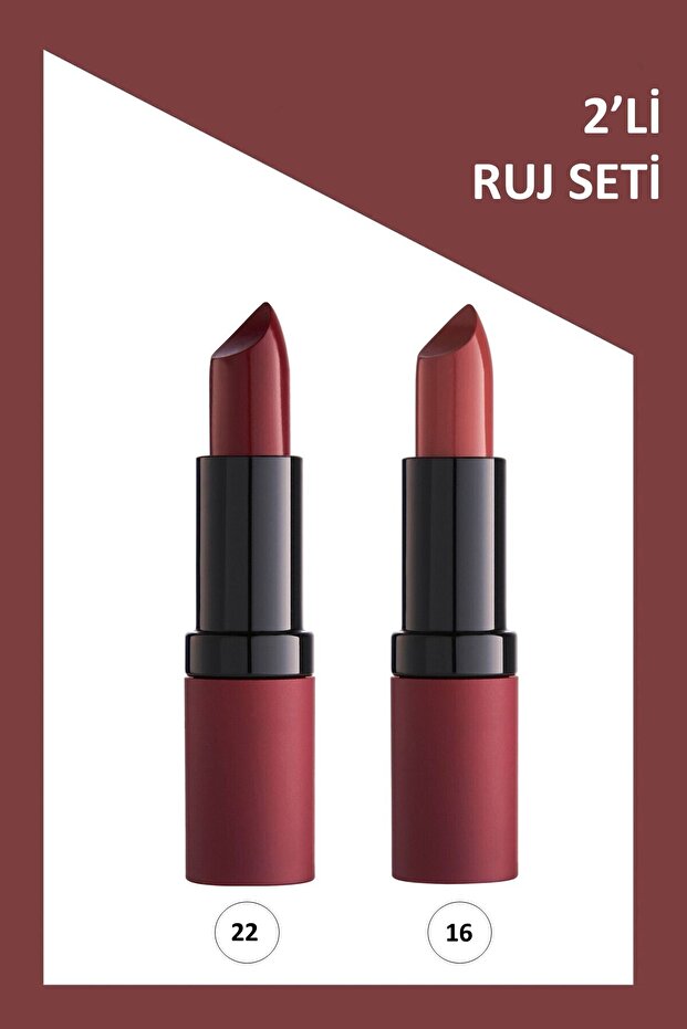 Velvet Matte Lipstick 2-Piece Lipstick Set - No: 22-16