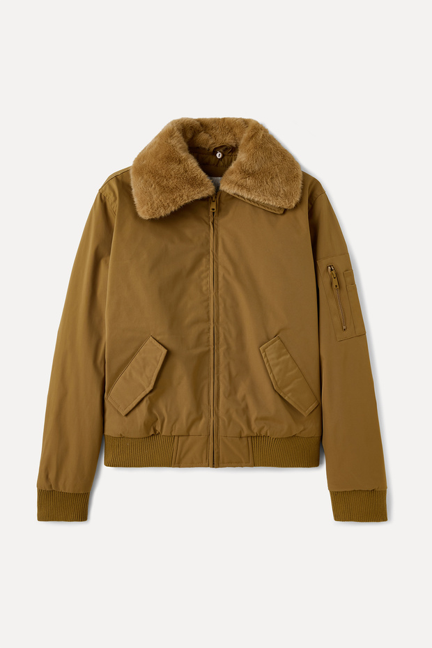 معطف قصير بياقة من الفرو الصناعي - 8