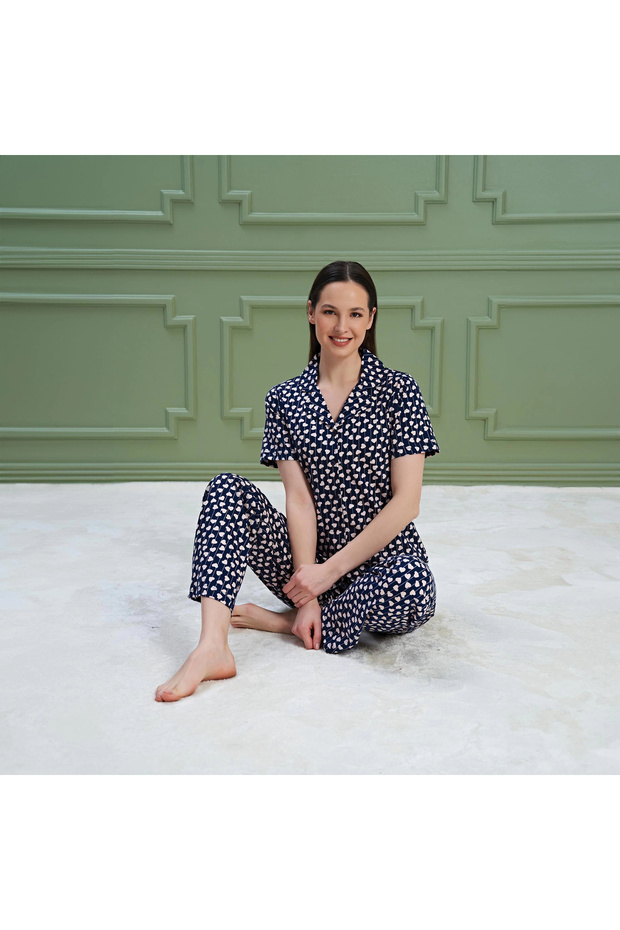 Over Sleep 1180 Kadın Kısa Kol Pijama Takım - 1