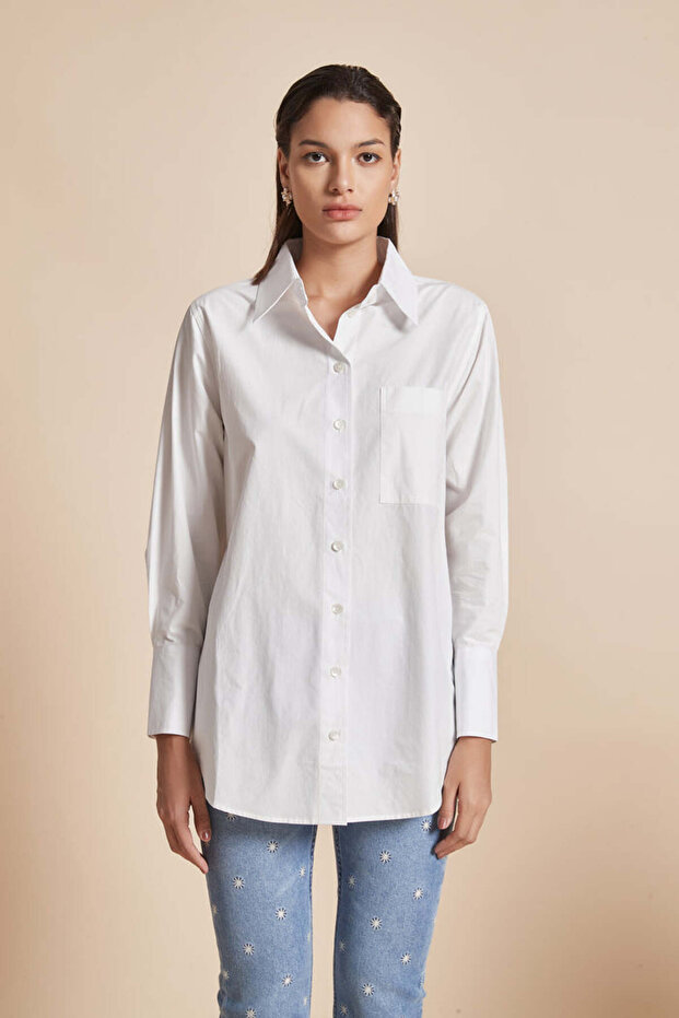 بلوزة سادة بأكمام طويلة وطول الخصر - 1