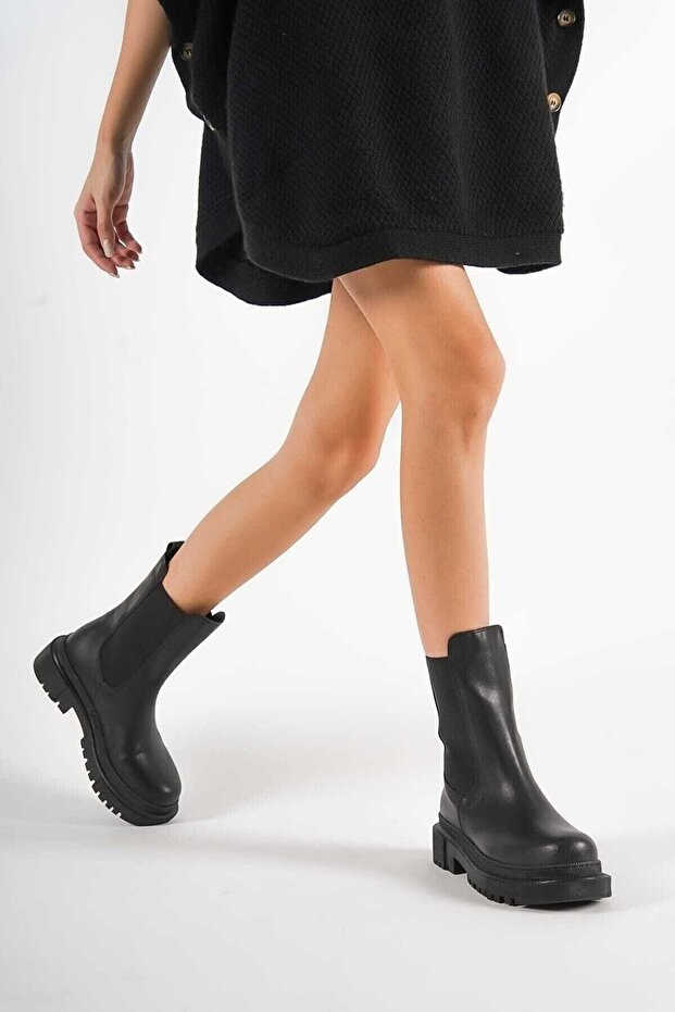 Černé dámské boty s elastickým lemem - 4