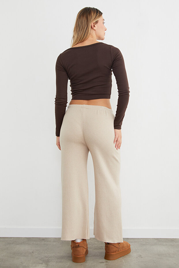 Basic Fitilli Beli Lastikli Pantolon - 6