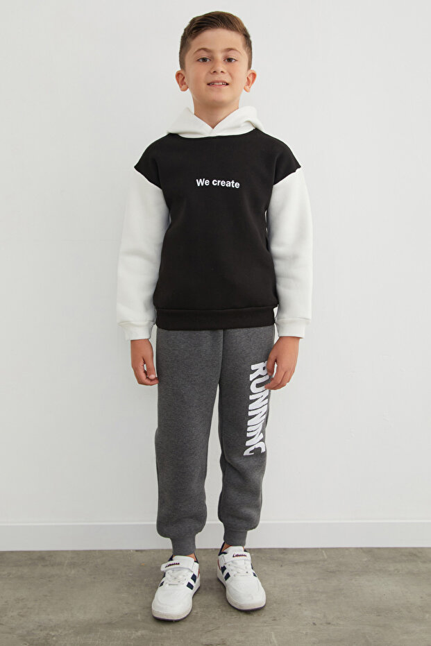 3 İplik Running Baskılı Erkek Çocuk Jogger Eşofman Altı - 5