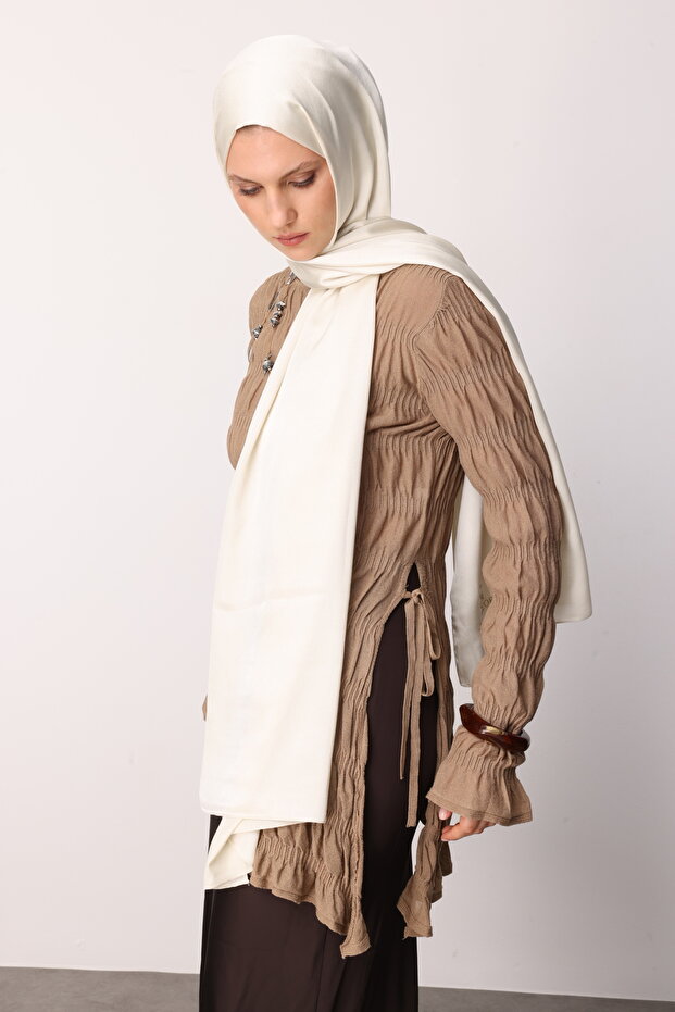 Taş Rengi Diamond Aura Şal - 4