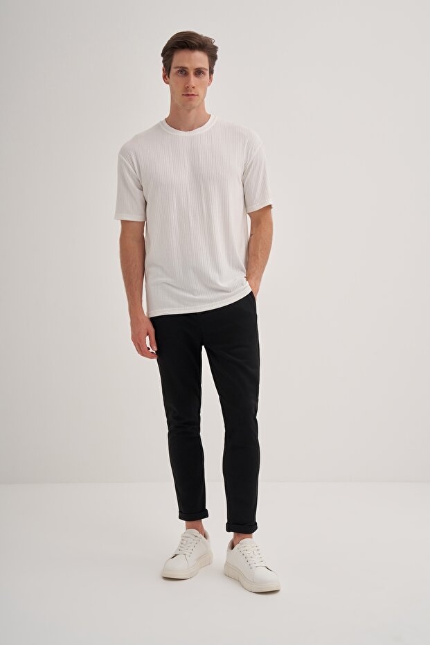 Relax Fit Crew Neck Textured Knitted T-Shirt