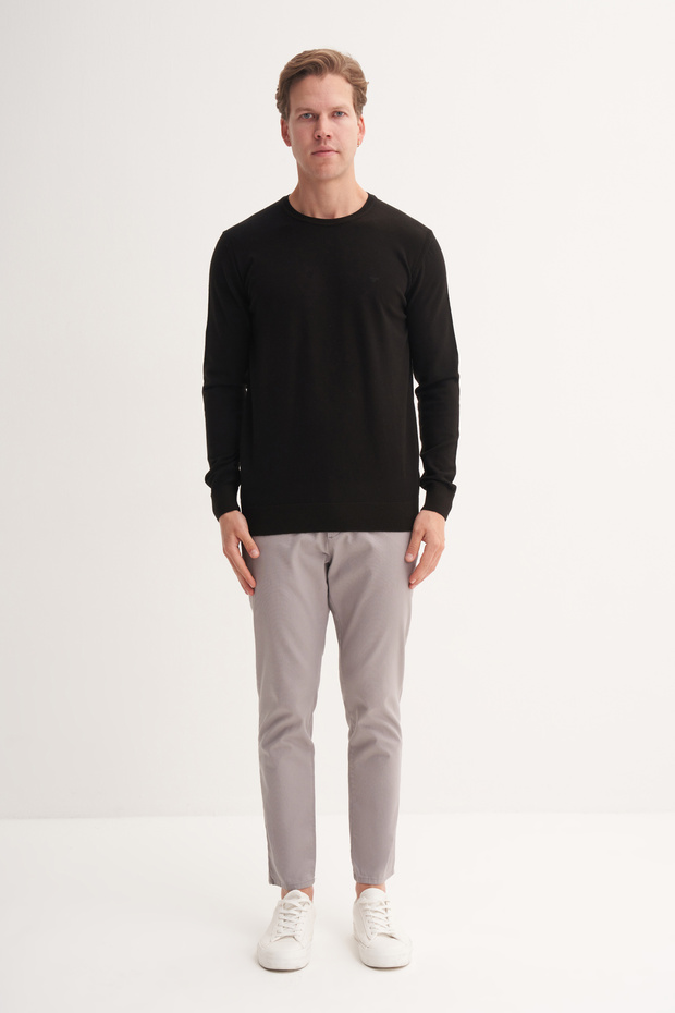 Slim Fit Soft Touch Basic Bisiklet Yaka Kazak - 1