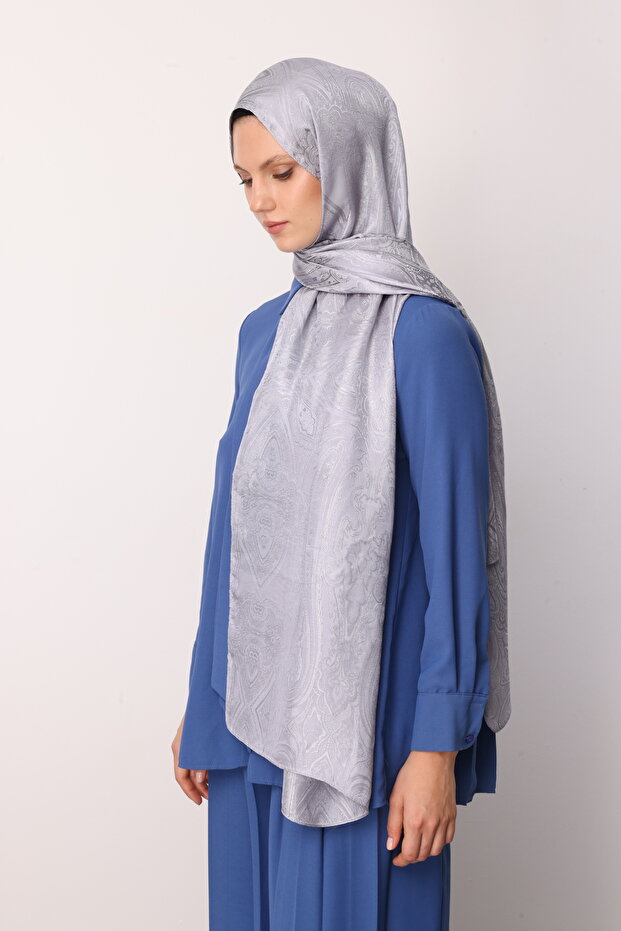 Liva Pattern Shine Line Shawl Gray-Grey