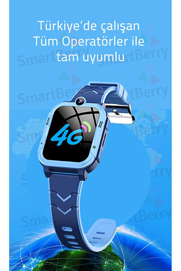 Z34 Görüntülü Görüşme Gps Wıfı Net Konum Gizli Dinleme Akıllı Çocuk Takip Saati Sim Kartlı - Mavi - 4