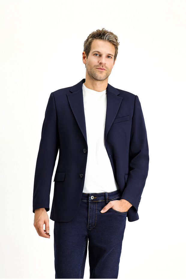 7 Drop Slim Fit Dar Kesim Mevsimlik Klasik Ceket - 4