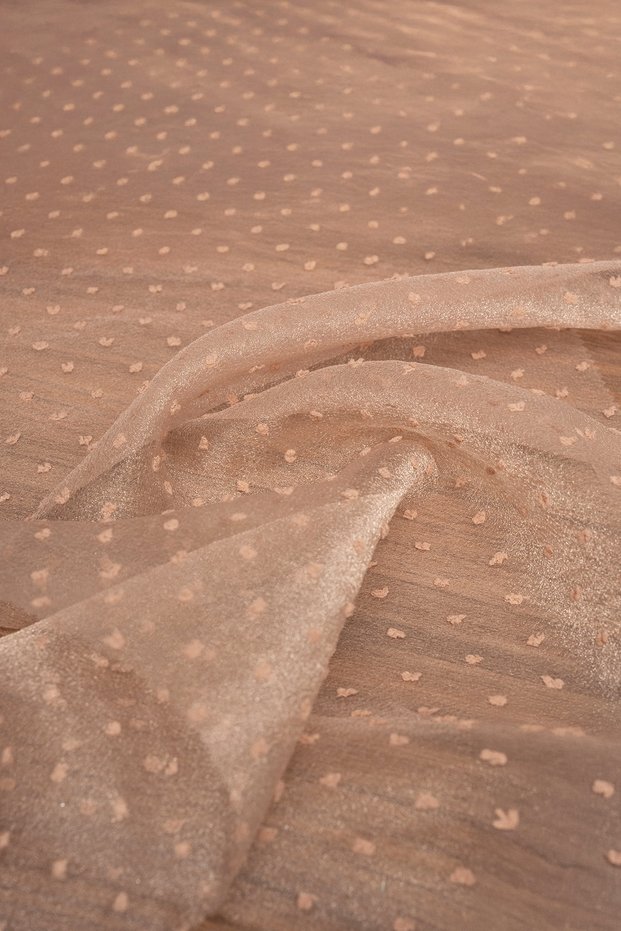 Flocked Dalya Organza Dark Powder Color Fabric