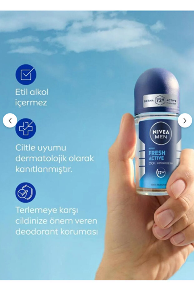 MEN Erkek Roll-on Deodorant Fresh Active 50ml ve 25 ml 72 saat koruma - 5