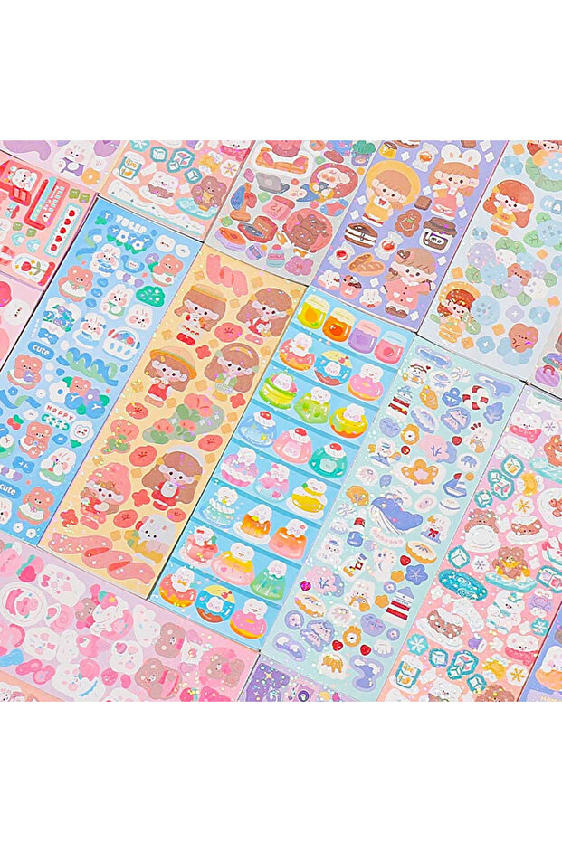 100 PCS PCS Cute Stickers Kawaii Cartoon Laser Sticker for Kid Sticker Plate DIY Popular Cam - 3