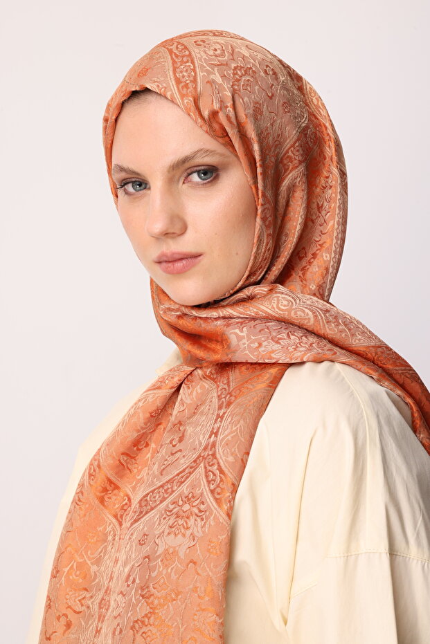 Soler Pattern Shine Line Shawl Mink-Cinnamon - 5