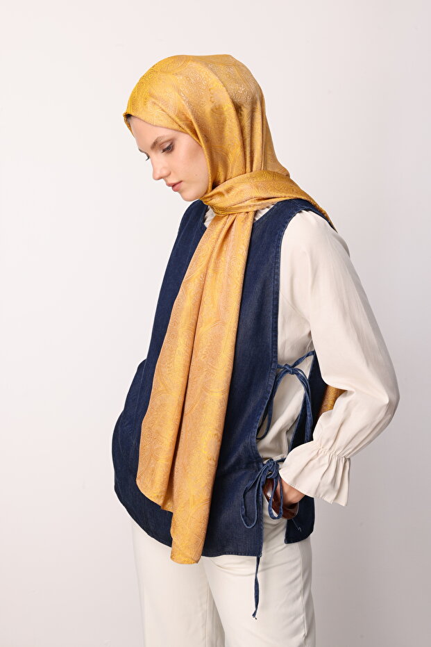 Şal Vera Pattern Shine Line Mink-Muștar - 5