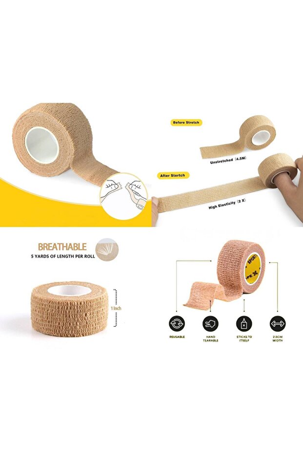 Koban Bandajı Kendinden Yapışkanlı Bandaj Coban Bandajı Sargı Bandajı Sargı Bilek 2.5cmx4.5 M. 1 Ad - 5