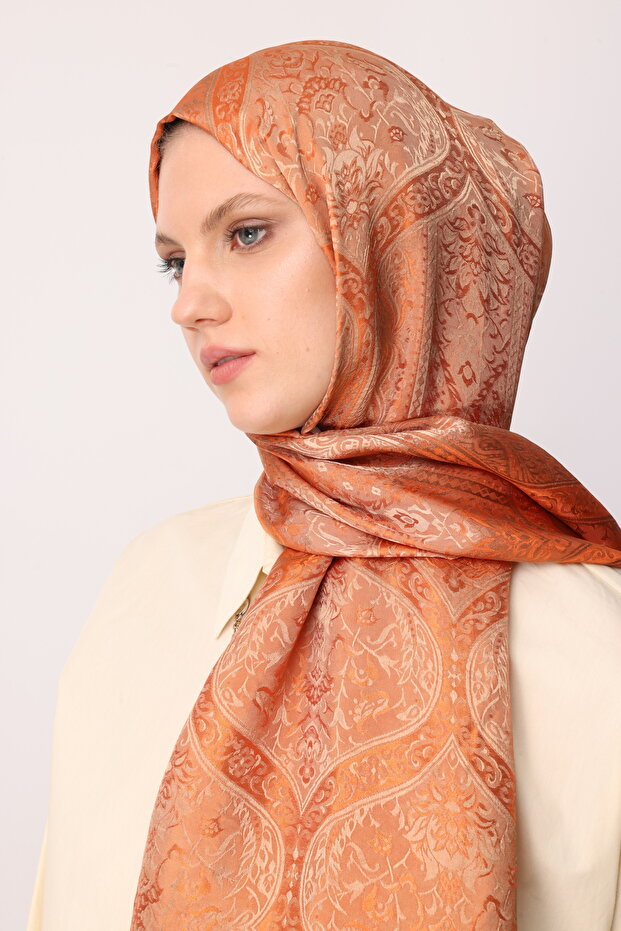 Soler Pattern Shine Line Shawl Mink-Cinnamon - 3