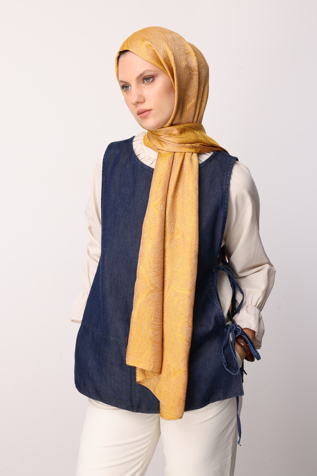 Şal Vera Pattern Shine Line Mink-Muștar - 4