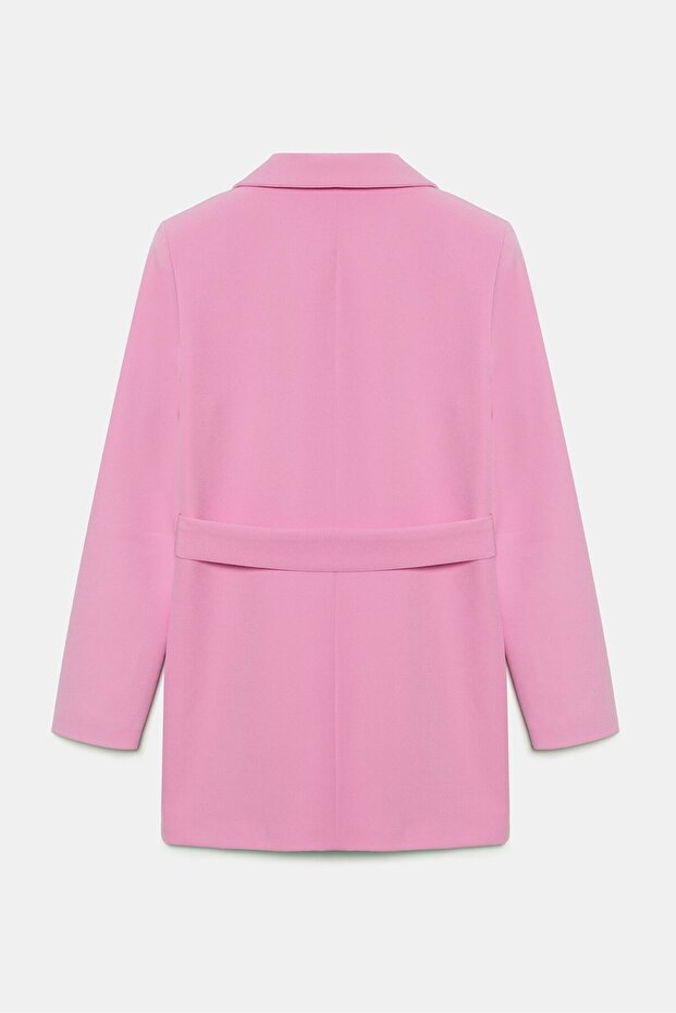 سترة وردية بحزام - 5